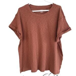 Buffalo David Bitton XL Women Rose Pink Heather Cotton Slub T-Shirt